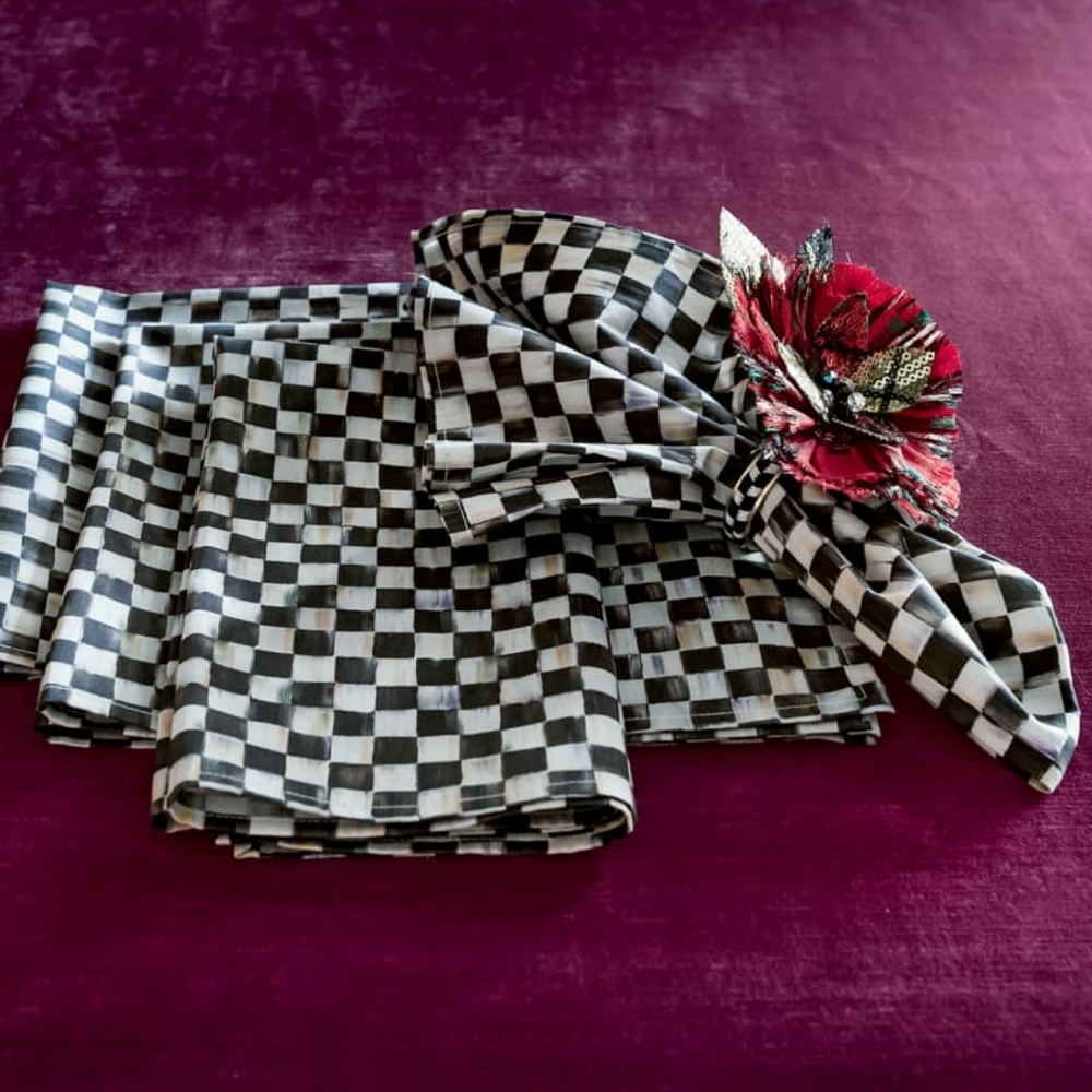 Mackenzie-childs Courtly Check  Napkin 1.5"Sq. Check 20" X 20"